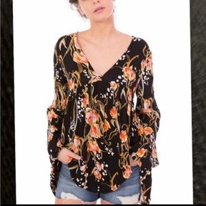NWT Free People Floral Onyx Tunic